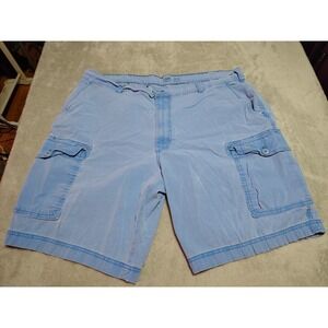 IZOD Saltwater Cargo Shorts Men 42x9.5 Baby Blue Chino  Preppy College Stretch